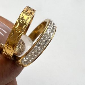Two-Tone Stainless Steel Greek Key Female ring set in luxe finish